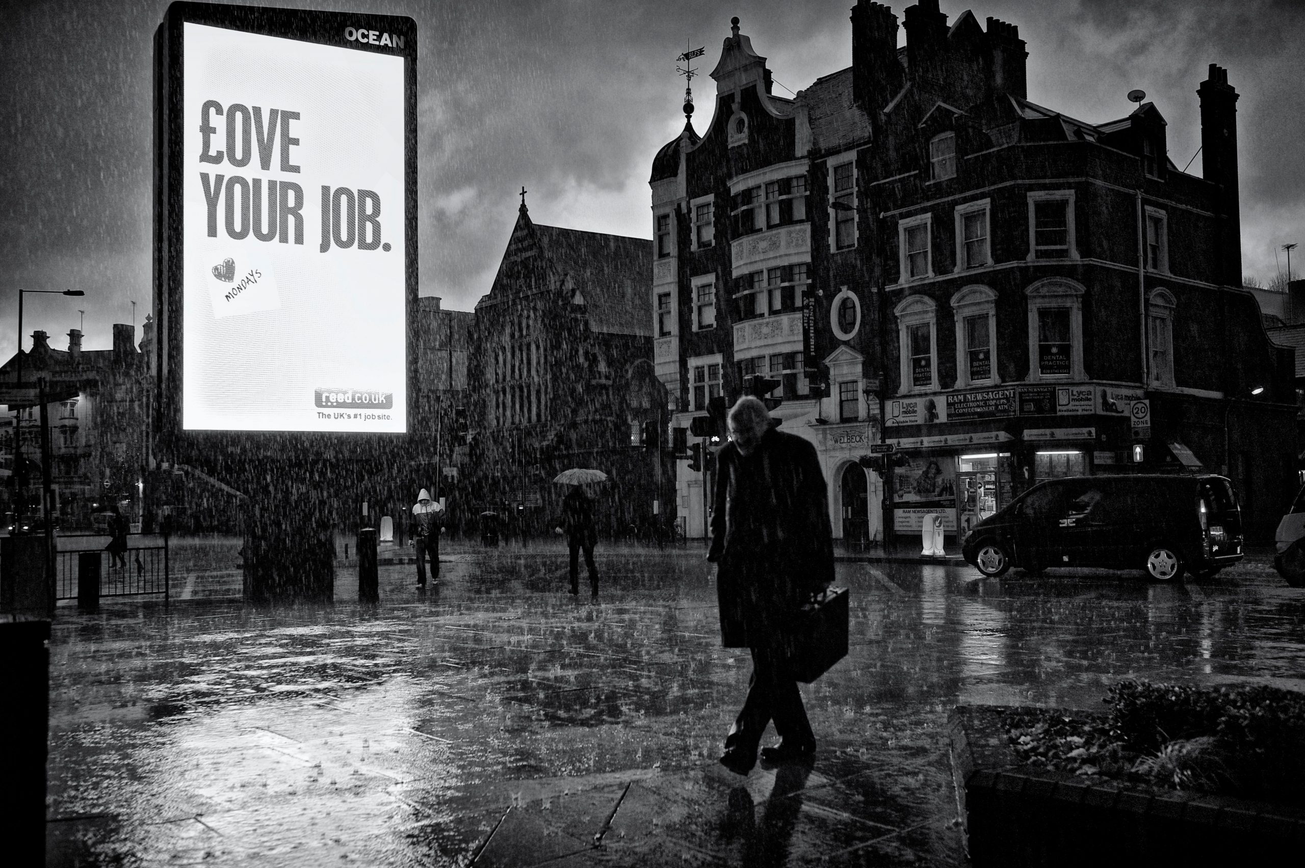 Rain - black and white street photography