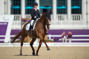 Sophie Wells (Grade IV) riding Pinocchio in the team test at the London 2012 Paralympic Games