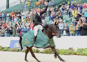Andrew Nicholson and Quimbo on their lap of honour Rolex Kentucky three-day event. Photo by Nancy Jaffer