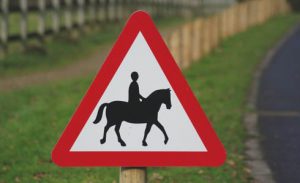 Road sign warning of horse riders