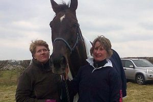Claire Balding with Denman and Charlotte Alexander at his first team chase