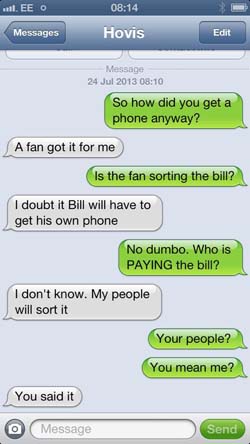 Hovi's texts his mum