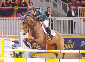 Conor Swail riding Ariana with one stirrup. Pic by Nancy Jaffer