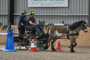 John Shutt driving cones at an indoor driving trials
