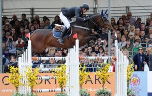 Dermott Lennon riding LOUGHVIEW LOU-LOU winner of the Alltech Grand Prix for The Kingdom of Bahrain Trophy Jumping Competition during the Royal Windsor Horse Show in Windsor Castle, Berkshire, UK between 13th-17 May 2015