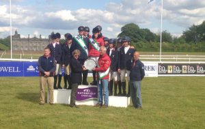 The German, British and French teams on the Nations Cup podium at Houghton 2015