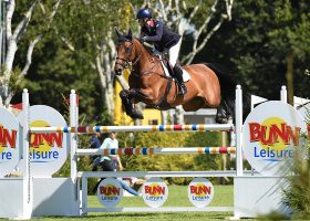 CHLOE WINCHESTER riding AVOCA VALKYRIE; Winner of The Templant Events Queen Elizabeth II Cup at The Longines Royal International Horse Show, at The All England Jumping Course, Hickstead, West Sussex, UK 01 August 2015