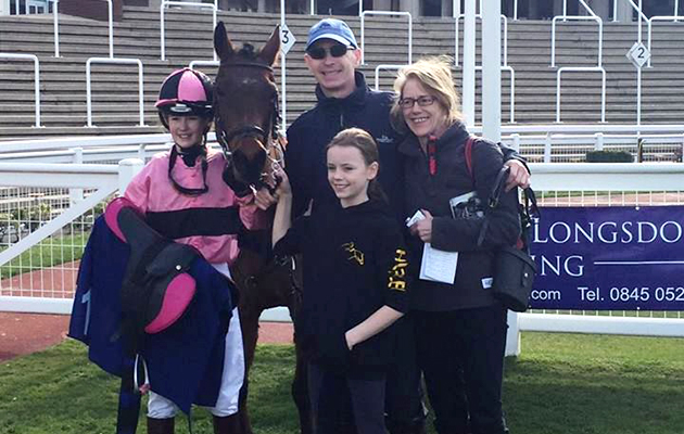 Wooden horse takes Olivia Tubb to first Cheltenham win - winners enclosure - PRA, April 2016