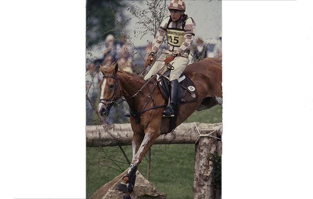 Matt Ryan riding Kibah Sandstone at Badminton 2000