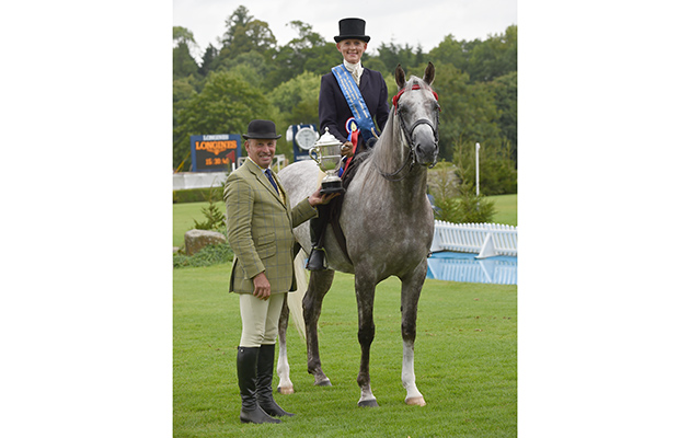 LAURA ROWE riding KAVANAGHS IMPERIAL ASSAL, winner of The Pure Bred Ridden Arabian Championship during the Royal International Horse Show at The All England Jumping Course, Hickstead, West Sussex, UK on 27 July 2016