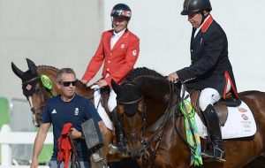 Groom Mark Beever and Nick Skelton GBR riding Big Star in the Individual Final of the Show Jumping Competition at the Olympic Equestrian Centre in Deodoro near Rio, Brazil on 19th August 2016