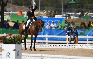 Ireland's Padraig McCarthy completes his dressage test on Simon Porloe at the Rio Olympics