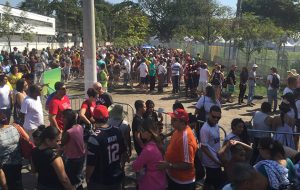 Crowds outside one of the Deodoro cluster venues