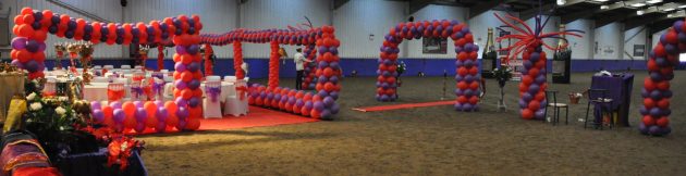 The indoor arena with over 5000 balloons