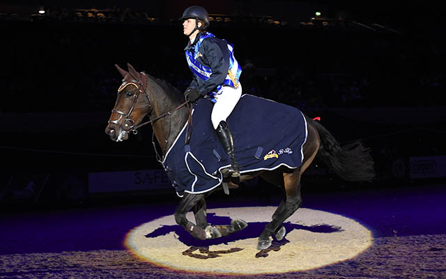 Lottie Tutt  riding MARKET ANGEL owned by Derek Ricketts winner of the Blue Chip Pony Newcomers Championship during HOYS in the NEC in Warwickshire in the UK on 5th October 2016