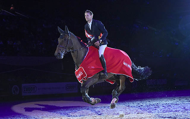 Joseph Clayton  riding LEXI III owned by Michael Whitaker winner of Senior Newcomers Championship during HOYS in the NEC in Warwickshire in the UK on 5th October 2016