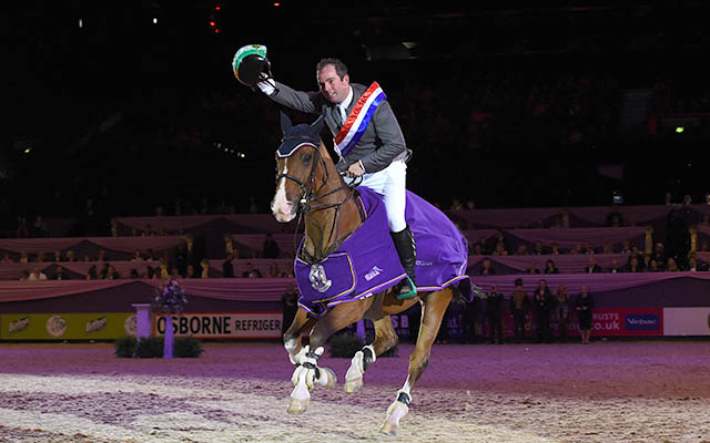 Cian O'Connor riding Super Sox, winners of Class 22 during HOYS in the NEC in Warwickshire in the UK on 9th October 2016