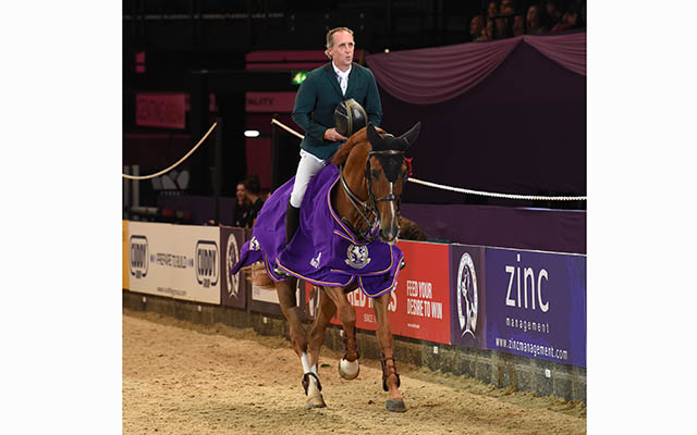 Shane Breen riding Accoustik Solo Du Baloubet, winners of Class 21 during HOYS in the NEC in Warwickshire in the UK on 9th October 2016