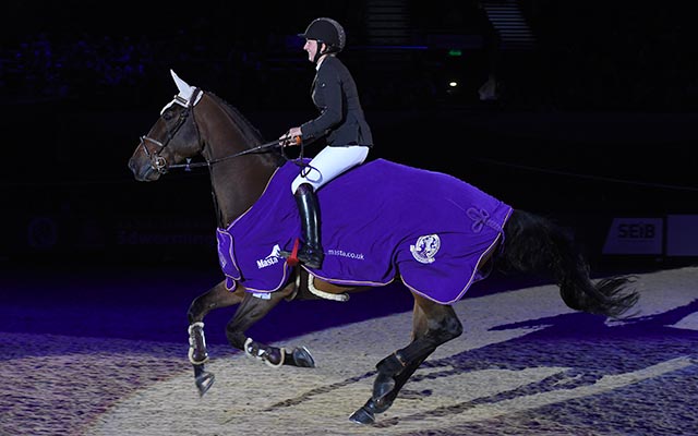 Louise Saywell riding FEIGTLING, winners of Class 20 during HOYS in the NEC in Warwickshire in the UK on 9th October 2016