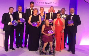 AHT award winners 2016 (left to right): Jim Crowley, Nick Skelton, James and Rachel Francis (Wilberry Wonder Pony), Hannah Edwards, Anne Dunham (British Paralympic dressage team), Spencer Wilton (British Olympic dressage team), Natasha Baker (British Paralympic dressage team), John McEwen and Pete Brady