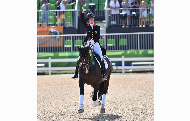 Charlotte Dujardin GBR riding Valegro, during the Grand Prix Freestyle for the individual Dressage competition at the Olympic Equestrian Centre in Deodoro near Rio, Brazil on 15th August 2016