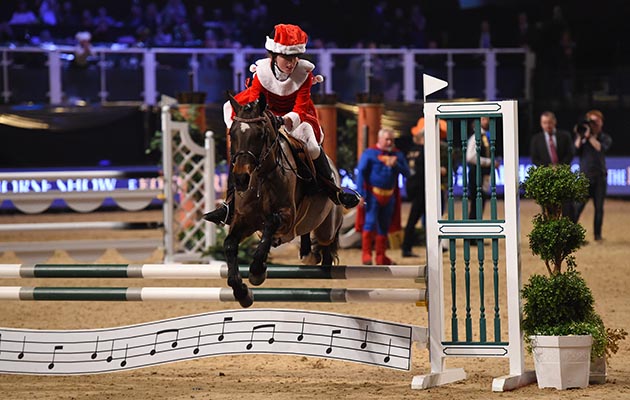 Grace Shudall Hughes and Michael Kearins during of Class 13 (Mini Major) at the Equestrian.com Liverpool International Horse Show at Echo Arena, Liverpool, UK; on 1st January December 2016