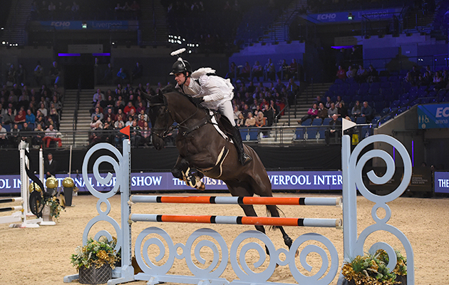 Noora Von Bulow and David Simpson during of Class 13 (Mini Major) at the Equestrian.com Liverpool International Horse Show at Echo Arena, Liverpool, UK; on 1st January December 2016
