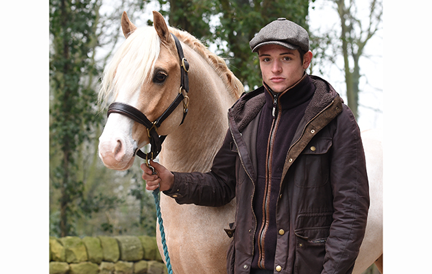 Tommy Wood with Thistledown Rockin Robin (Custard) at Hill Top Farm in the village of Birstwith near Harrogate in North Yorkshire in the UK; on 27th January 2017