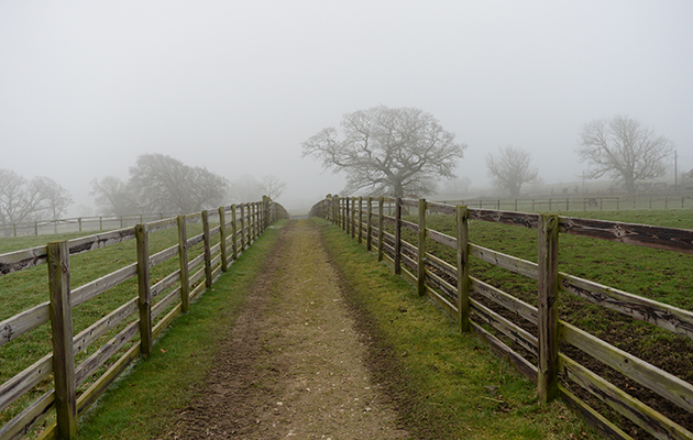 Some of the outside paddocks at Hill Top Farm, the home of Team Wood Show Horse in the village of Birstwith near Harrogate in North Yorkshire in the UK; on 27th January 2017