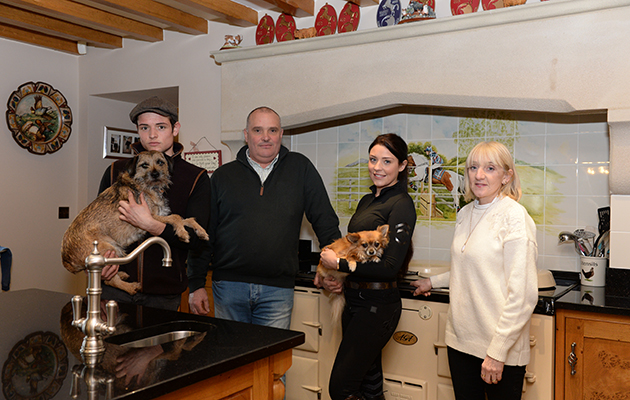 The Wood's Family (L to R, Tommy Wood, MartinWood, Michaela Wood and Sandra Wood) at their home and the base for Team Wood Show Horses at Hill Top Farm in the village of Birstwith near Harrogate in North Yorkshire in the UK; on 27th January 2017