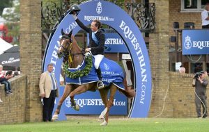 Trevor Breen and Loughnatousa WB winning the Hickstead Derby