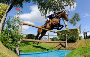 Nigel COUPE (GBR) riding GOLVERS HILL (Bay , G by ISH) winner of The Al Shira'aa Derby International Jumping Competition at The Al Shira' AA Hickstead Derby Meeting at Hickstead near Haywards Heath in West Sussex in the UK on 24th June 2017
