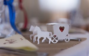 Guests were treated to these beautifully created horse and carriage wedding favours