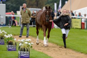 Burghley Horse Trials fashion Libby Seed and What A Catch II