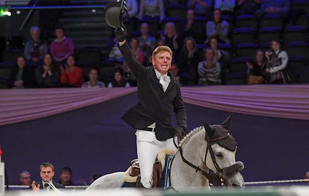 EBOLENSKY owned by Rachael Evison ridden or exhibited by Matthew Sampson in the Senior Foxhunter Championship during the Horse of the Year Show at the NEC near Birmingham, UK between 4th - 8th October 2017