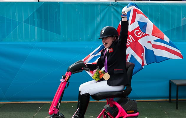 Individual Gold Medalist Natasha Baker (GBR) takes a lap of honour- Individual Championship Test - Grade II - Dressage - London 2012 Paralympic Games - Greenwich Park, London, United Kingdom - 1 September 2012