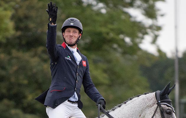 Mandatory Credit: Photo by Sandra Mailer/REX/Shutterstock (9038278aa) Oliver Townend celebrates in the arena after winning the Land Rover Burghley Horse Trials 2017, This is the first British winner since William Fox-Pitt six years ago. Land Rover Burghley Horse Trials, Stamford, Lincolnshire, UK - 03 Sep 2017