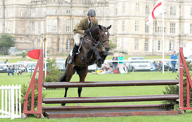 horse rhythm over fences party trick and nick gauntlett burghley 2016