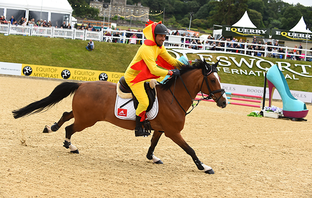 Jay Halim and Tyan De Sousa during the invitational Mini Major Relay during the Equerry Bolesworth International Horse Show  at Bolesworth Castle near Chester in Cheshire in the UK on 17th June 2018