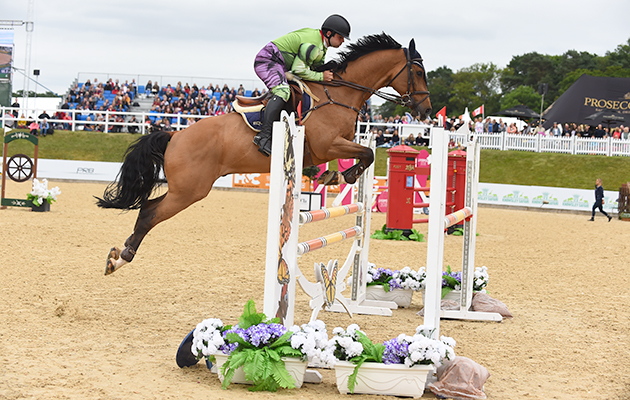 Reece Oliver and Abigail Wicks during the invitational Mini Major Relay during the Equerry Bolesworth International Horse Show  at Bolesworth Castle near Chester in Cheshire in the UK on 17th June 2018
