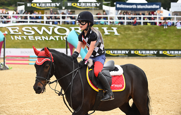 Reece Oliver and Abigail Wicks during the invitational Mini Major Relay during the Equerry Bolesworth International Horse Show  at Bolesworth Castle near Chester in Cheshire in the UK on 17th June 2018