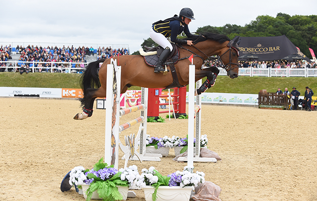 Louise Saywell and Eleanor Archibald during the invitational Mini Major Relay during the Equerry Bolesworth International Horse Show  at Bolesworth Castle near Chester in Cheshire in the UK on 17th June 2018
