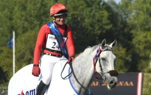 Paul Tapner, pictured here after a win in the eventers‘ challenge at Hickstead, has suffered a brain bleed and minor stroke