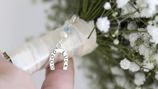 Something blue lucky horseshoe charm