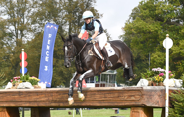 Jonelle Price riding Cloud Dancer II, during the Cross Country CIC *** phase of The Blenheim Palace International Horse Trials near Woodstock in Oxfordshire, UK, on 20th September 2015