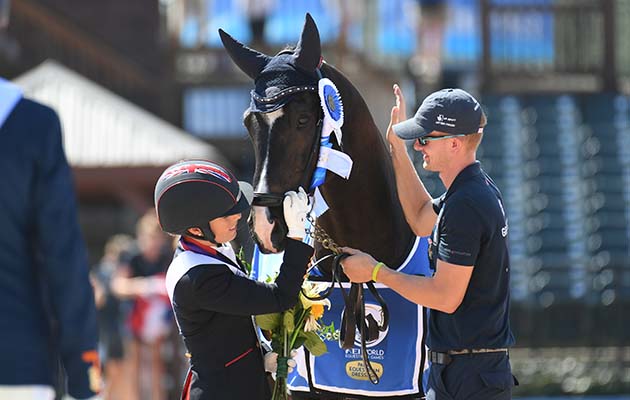 Mclain WARD (USA) rode CLINTA , Adrienne STERNLICHT (USA) rode CRISTALLINE, Laura KRAUT rode ZEREMONIE and Kevin RYAN (USA) rode EDDIE BLUE to win the FEI Team Jumping Championships at the FEI World Equestrian Games Tryon 2018 at Tryon International Equestrian Centre, near Tryon North Carolina in the USA between 11th-23rd September 2018