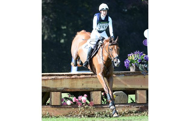 Willa Newton riding Caja 20 during the Cross Country phase of the CIC*** 8/9 YO at Blenheim Palace International Horse Trials in the grounds of Blenheim Palace near Oxford in Oxfordshire UK on 11th September 2016
