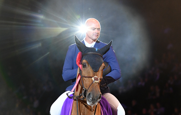 Francois Jr MATHY (BEL) riding FALCO VAN DE CLEHOEVE, winner of the Grandstand Welcome Stakes at the Horse of The Year Show 2018 at the NEC near Birmingham in the UK between 2nd- 7th October 2018