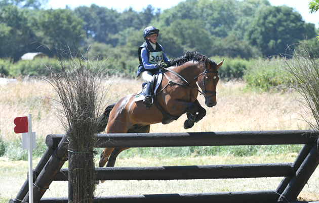 Rosalind Canter riding REHY ROYAL DIAMOND in Int Section E during the cross country phase of the Great Witchingham International (2) at Blackwater Farm in the village of Great Witchingham near Norwich in the county of Norfolk in the UK on 30th June 2018