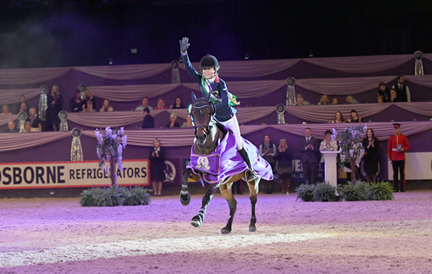 Claudia Moore  riding SONAS BARNEY for owner Sharifa Al Homaizi, winner of the Stable Company 138cm Championships at the Horse of The Year Show 2018 at the NEC near Birmingham in the UK between 2nd- 7th October 2018